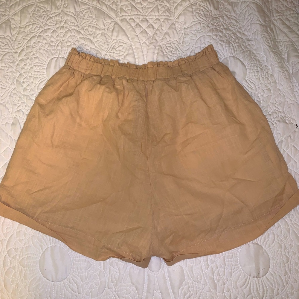 Tan linen shorts